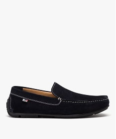GEMO Mocassins homme unis en cuir velours bleu chine