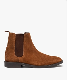 GEMO Boots homme dessus en cuir velours uni - Taneo Brun