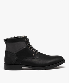 boots homme casual a zip et a lacets bicolores noirJ008301_1
