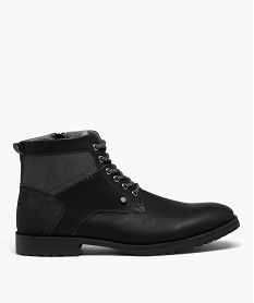 GEMO Boots homme casual à zip et à lacets bicolores noir vif