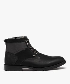 GEMO Boots homme casual à zip et à lacets bicolores Noir