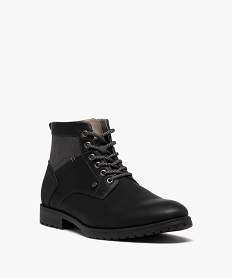boots homme casual a zip et a lacets bicolores noirJ008301_2