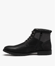 boots homme casual a zip et a lacets bicolores noirJ008301_3