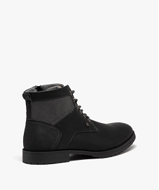 boots homme casual a zip et a lacets bicolores noirJ008301_4