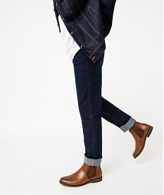 GEMO Boots homme unies style Chelsea marron chine