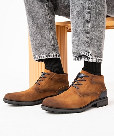 low-boots avec surpiqures et lacets contrastants homme orangeJ009501_1