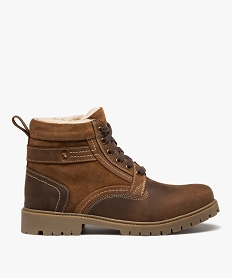 GEMO Boots homme mid-cut unies fourrées Sherpa marron chine