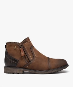 GEMO Boots homme fourrées à double zip Brun