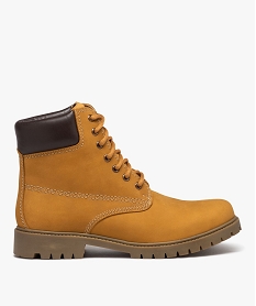 GEMO Boots homme dessus en cuir suédé uni et col matelassé marron vif