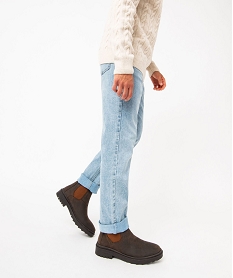 GEMO Boots homme style Chelsea dessus en cuir suédé uni marron chine