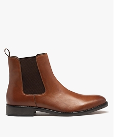 GEMO Chelsea boots dessus cuir homme - Tanéo Brun