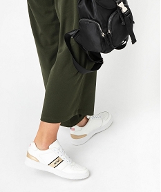 GEMO Baskets femme à lacets et bande contrastante - Nasa blanc standard