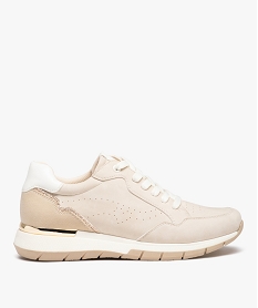 GEMO Baskets femme unies en suédine à bout amande beige standard