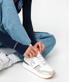 GEMO Baskets femme style rétro à semelle épaisse - Camps United blanc standard