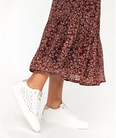 GEMO Baskets à détails dorés femme blanc standard