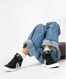 GEMO Baskets femme mid-cut unies à lacets - Alma Planète noir standard