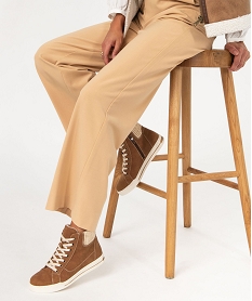 GEMO Basket mid-cut avec col en tricot femme marron standard