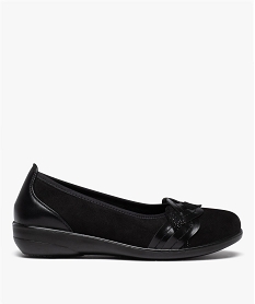 GEMO Ballerines femme confort en suédine avec bride tressée noir standard