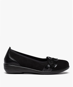 ballerines femme confort en suedine avec bride tressee noirJ016101_1