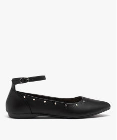 GEMO Ballerines femme unies à bout pointu et clous métalliques Noir