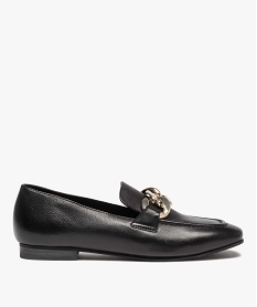 GEMO Mocassins femme en cuir avec bride chaînette noir standard