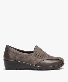 GEMO Mocassins confort bi-matières avec semelle compensée femme Brun
