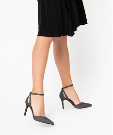 GEMO Escarpins femme à talon aiguille dessus pailleté gris standard