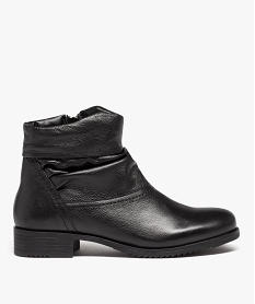 GEMO Boots femme confort dessus en cuir uni et plissé noir standard