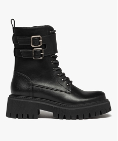 GEMO Boots rangers à épaisse semelle crantée femme noir standard