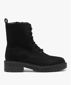 GEMO Boots femme dessus uni en suédine à zip et à lacets noir standard