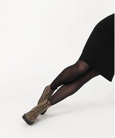 GEMO Boots femme dessus uni en suédine à zip et à lacets kaki standard