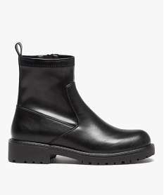 GEMO Boots femme unies à col souple et semelle crantée noir standard