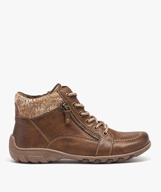 GEMO Boots femme confort avec col en maille et détail à zip - Softrelax marron standard