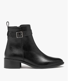 GEMO Boots femme en cuir uni à bout amande et à zip - Taneo noir standard