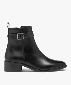 GEMO Boots femme en cuir uni à bout amande et à zip - Taneo Noir