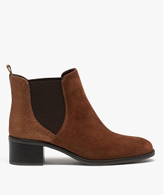 GEMO Chelsea boots dessus cuir à petit talon femme Orange