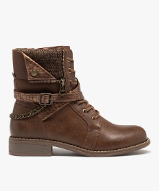 GEMO Boots avec tige fantaisie et chaine à la cheville femme marron standard