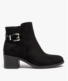 GEMO Boots femme à talon carré avec zip et bride décorative noir standard