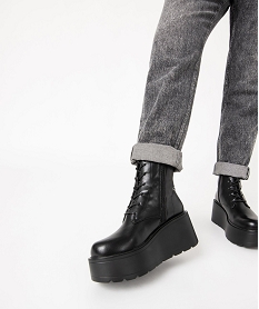 GEMO Boots femme unies à talon compensé noir standard