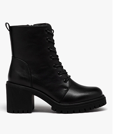 GEMO Boots à talon et épaisse semelle crantée femme noir standard