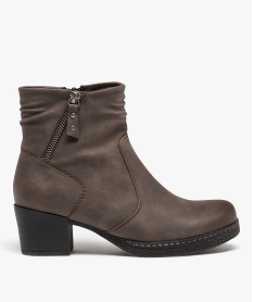 GEMO Boots fourrées à talon et semelle plateforme femme marron standard