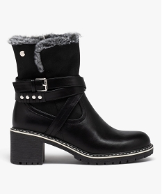 GEMO Boots fourrées à talon avec brides femme noir standard