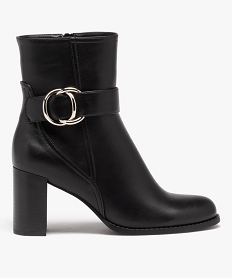 GEMO Boots femme unies à talon carré fermeture à zip noir standard