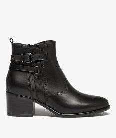 GEMO Boots à talon dessus cuir et brides femme - Tanéo noir standard