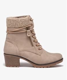 GEMO Bottines femme unies à talon et col chaussette Beige