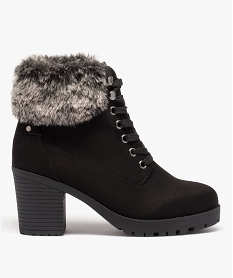 GEMO Boots femme unies à talon haut carré et col fourré noir standard