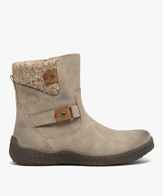 GEMO Boots femme fourrées confort avec col en maille et dessus uni - Softrelax gris standard