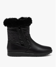 GEMO Boots femme confort à col fourré avec effet matelassé noir standard