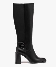 bottes femmes unies a talon carre evase avec tige elastique noirJ037301_1