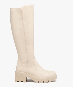 GEMO Bottes femme unies à talon large avec tige souple montante Beige